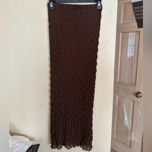 Chocolate Brown Ribbed Pencil Skirt